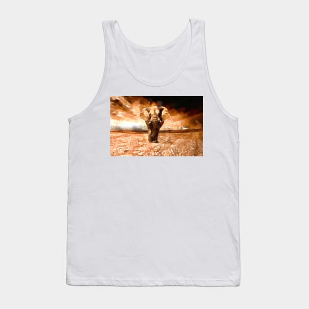 Stunning And Beautiful Elephant Digital Painting Tank Top by NeavesPhoto